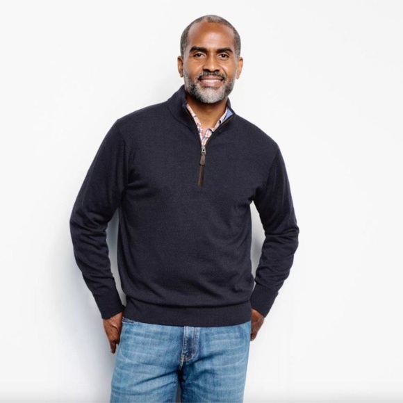 Orvis Merino Wool Quarter-Zip Men’s Sweater Charcoal Gray Medium - Picture 1 of 9